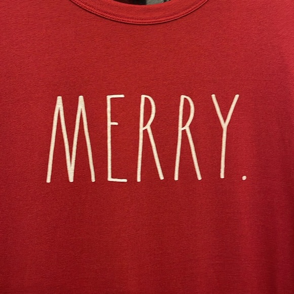 Rae Dunn Womens Merry Sleep Shirt Red Red Long Sleeve Christmas Sz M - Picture 2 of 5